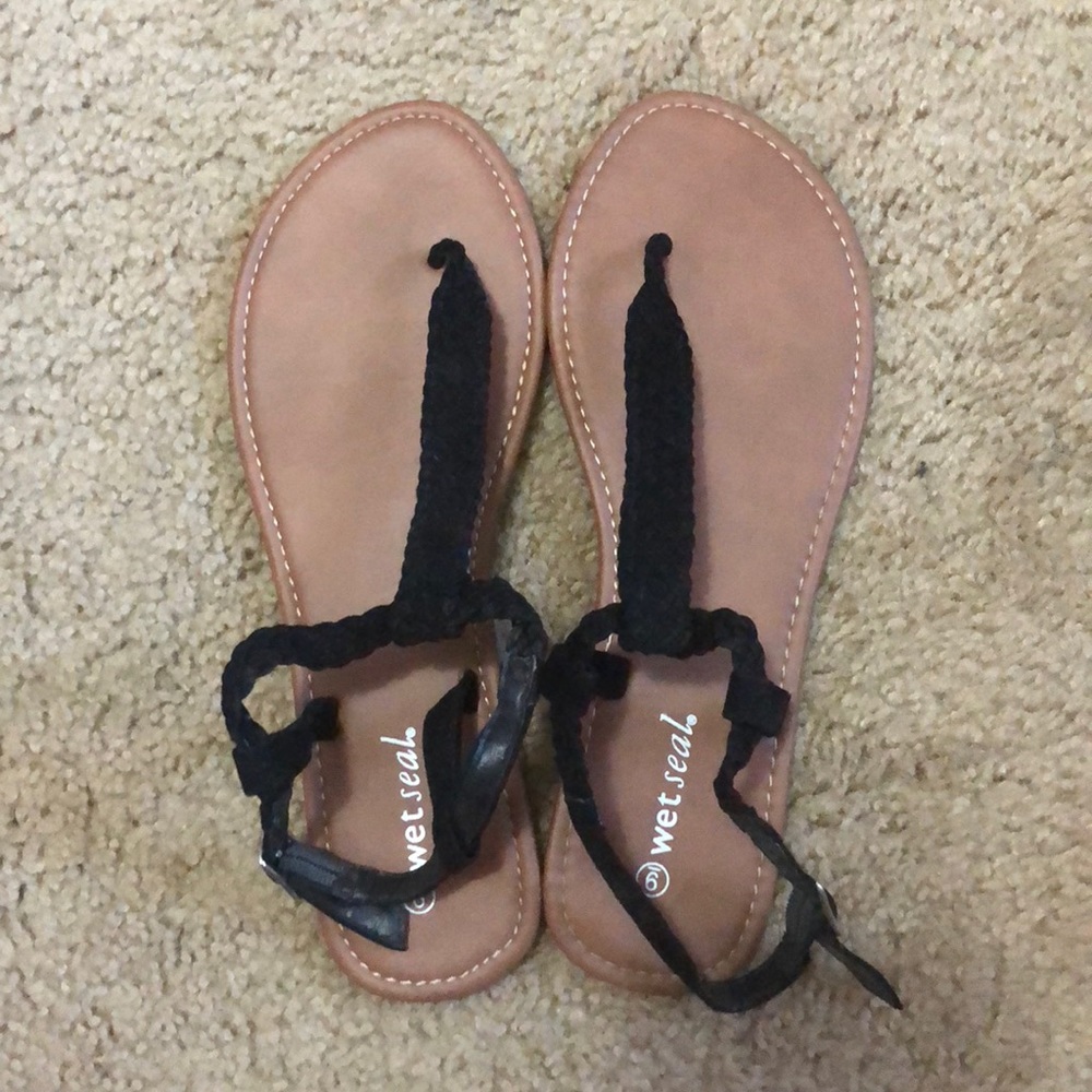 Black braided strap sandals